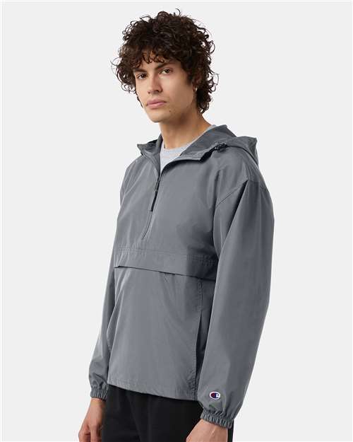 Champion CO200 Unisex Packable Anorak Jacket - Graphite - model side