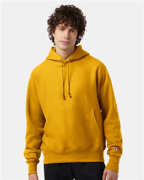 Champion S101 Unisex Reverse Weave Hooded Sweatshirt - C Gold - model front