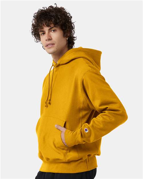 Champion S101 Unisex Reverse Weave Hooded Sweatshirt - C Gold - model side
