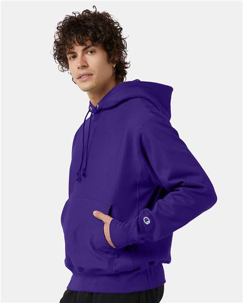 Champion S101 Unisex Reverse Weave Hooded Sweatshirt - Purple - model side