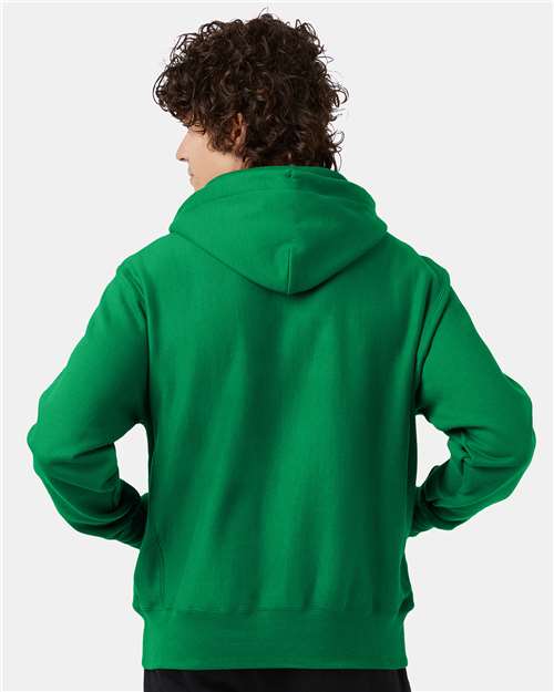 Champion S101 Unisex Reverse Weave Hooded Sweatshirt - Kelly Green - model back