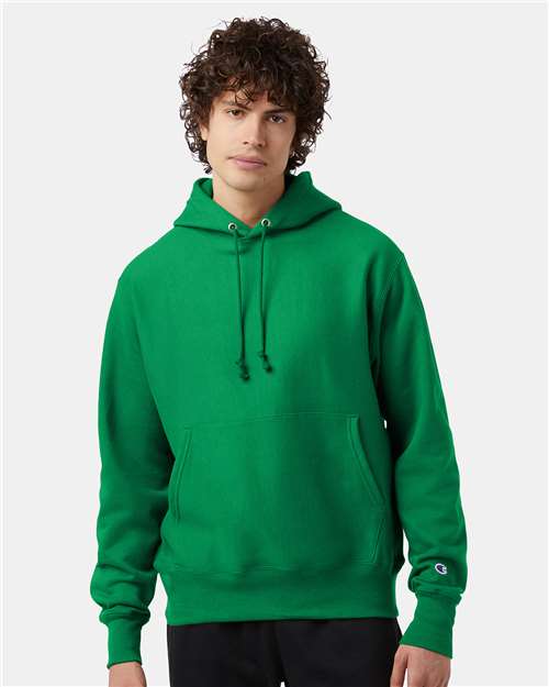 Champion S101 Unisex Reverse Weave Hooded Sweatshirt - Kelly Green - model front