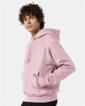 Champion S101 Unisex Reverse Weave Hooded Sweatshirt - Pink Candy - model side