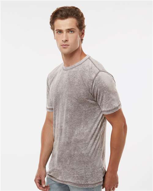 J. America 8115 Unisex Zen Jersey T-Shirt - Cement - model side