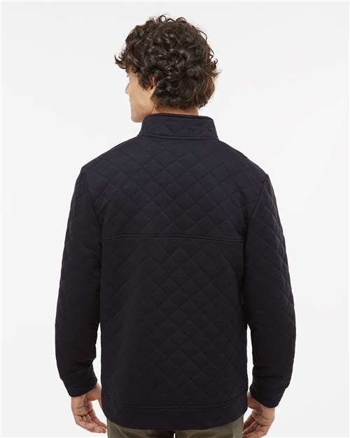 J. America 8890 Men's Quilted Half-Snap Pullover - Black - model back