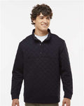 J. America 8890 Men's Quilted Half-Snap Pullover - Black - model front