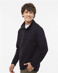 J. America 8890 Men's Quilted Half-Snap Pullover - Black - model side