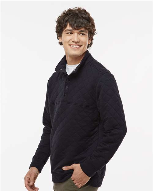 J. America 8890 Men's Quilted Half-Snap Pullover - Black - model side
