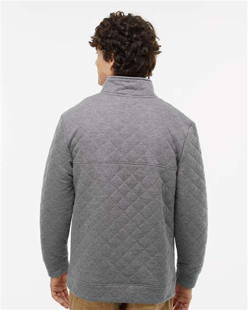J. America 8890 Men's Quilted Half-Snap Pullover - Charcoal Heather - model back
