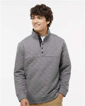 J. America 8890 Men's Quilted Half-Snap Pullover - Charcoal Heather - model front