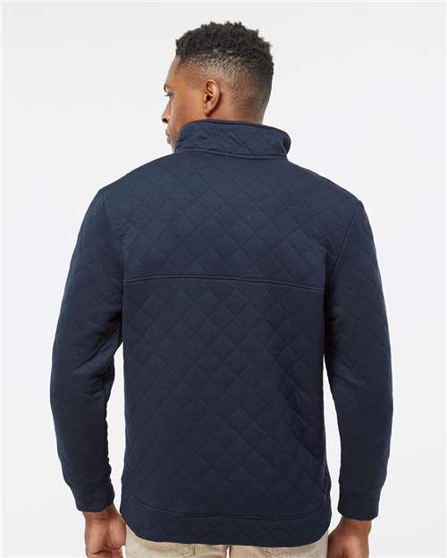 J. America 8890 Men's Quilted Half-Snap Pullover - Navy - model back