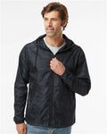 Independent Trading Co. EXP54LWZ Men's Lightweight Windbreaker Full-Zip Jacket - Black Camo - model front
