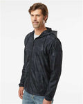Independent Trading Co. EXP54LWZ Men's Lightweight Windbreaker Full-Zip Jacket - Black Camo - model side