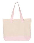 Q-Tees Q1300 19L Zippered Tote - Natural/ Light Pink - back