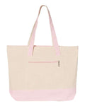 Q-Tees Q1300 19L Zippered Tote - Natural/ Light Pink - front