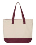 Q-Tees Q1300 19L Zippered Tote - Natural/ Maroon - back