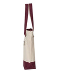 Q-Tees Q1300 19L Zippered Tote - Natural/ Maroon - side