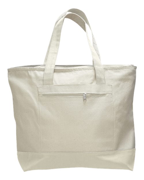 Q-Tees Q1300 19L Zippered Tote - Natural/ Natural - front