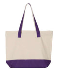 Q-Tees Q1300 19L Zippered Tote - Natural/ Purple - back