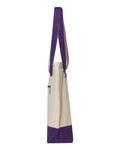 Q-Tees Q1300 19L Zippered Tote - Natural/ Purple - side