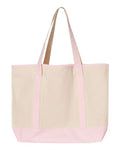Q-Tees Q1500 34.6L Large Canvas Deluxe Tote - Natural/ Light Pink - back