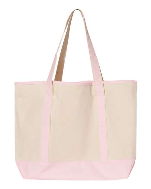 Q-Tees Q1500 34.6L Large Canvas Deluxe Tote - Natural/ Light Pink - back