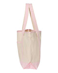 Q-Tees Q1500 34.6L Large Canvas Deluxe Tote - Natural/ Light Pink - side