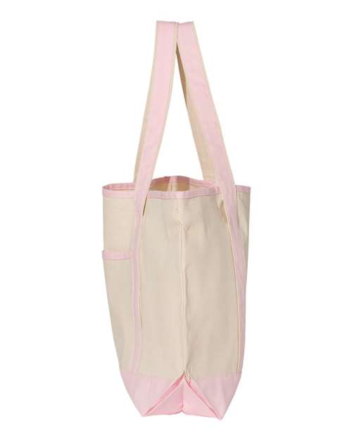 Q-Tees Q1500 34.6L Large Canvas Deluxe Tote - Natural/ Light Pink - side