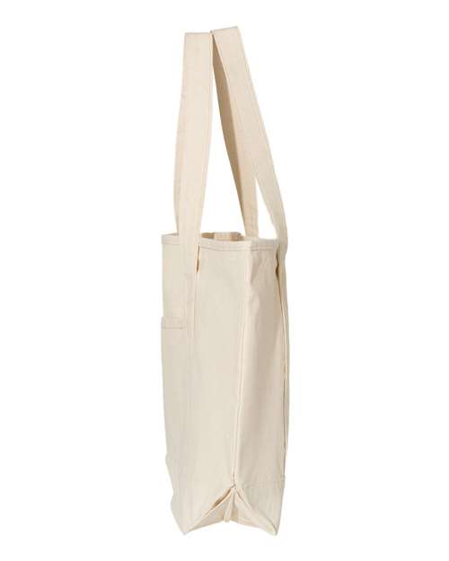 Q-Tees Q1500 34.6L Large Canvas Deluxe Tote - Natural/ Natural - side
