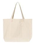 Q-Tees Q1500 34.6L Large Canvas Deluxe Tote - Natural/ Natural - front