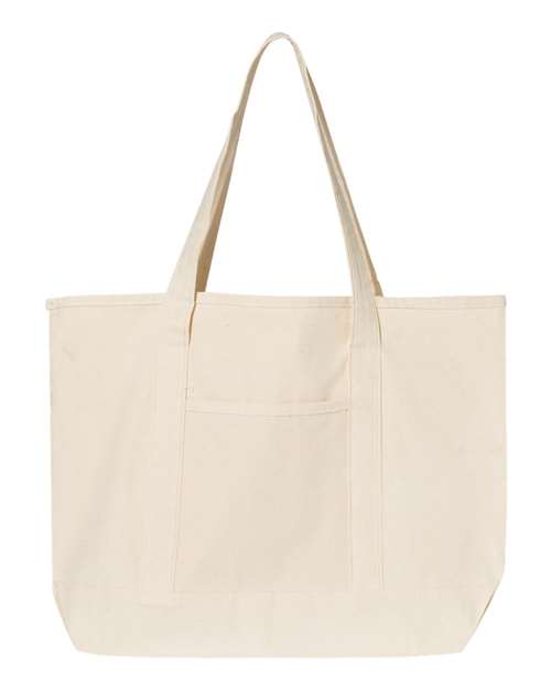 Q-Tees Q1500 34.6L Large Canvas Deluxe Tote - Natural/ Natural - front