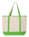 Q-Tees Q1500 34.6L Large Canvas Deluxe Tote - Natural/ Lime - back