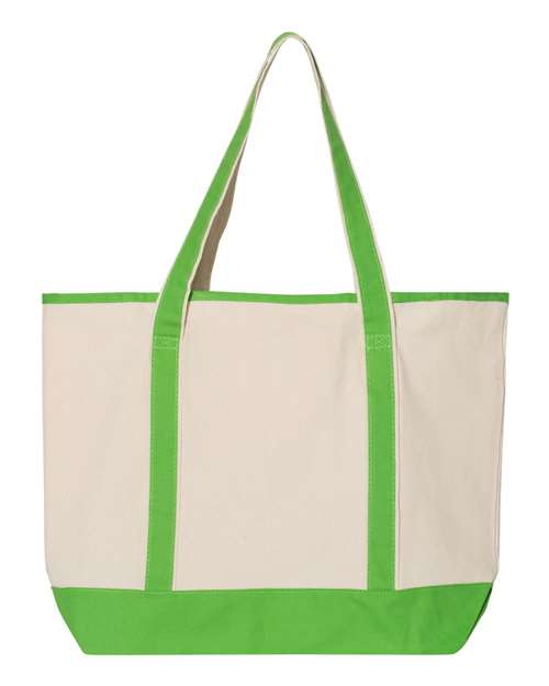 Q-Tees Q1500 34.6L Large Canvas Deluxe Tote - Natural/ Lime - back