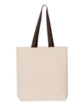 Q-Tees Q4400 11L Canvas Tote with Contrast-Color Handles - Natural/ Chocolate - back