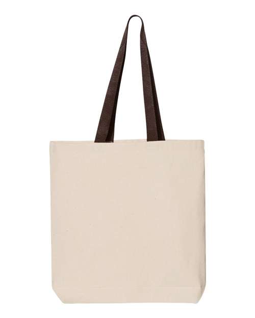 Q-Tees Q4400 11L Canvas Tote with Contrast-Color Handles - Natural/ Chocolate - back