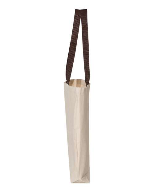 Q-Tees Q4400 11L Canvas Tote with Contrast-Color Handles - Natural/ Chocolate - side