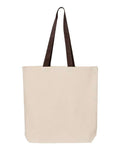 Q-Tees Q4400 11L Canvas Tote with Contrast-Color Handles - Natural/ Chocolate - front