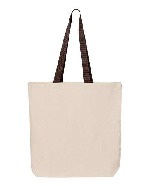 Q-Tees Q4400 11L Canvas Tote with Contrast-Color Handles - Natural/ Chocolate - front