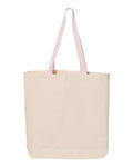 Q-Tees Q4400 11L Canvas Tote with Contrast-Color Handles - Natural/ Light Pink - back