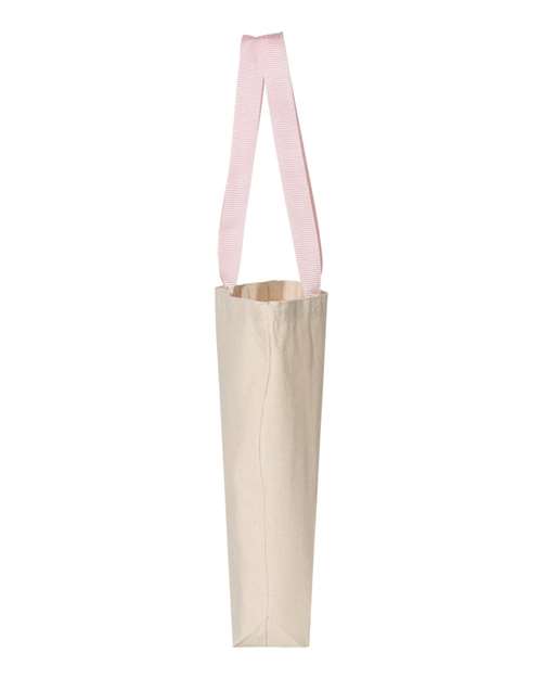 Q-Tees Q4400 11L Canvas Tote with Contrast-Color Handles - Natural/ Light Pink - side