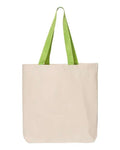 Q-Tees Q4400 11L Canvas Tote with Contrast-Color Handles - Natural/ Lime - back