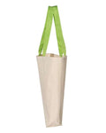 Q-Tees Q4400 11L Canvas Tote with Contrast-Color Handles - Natural/ Lime - side