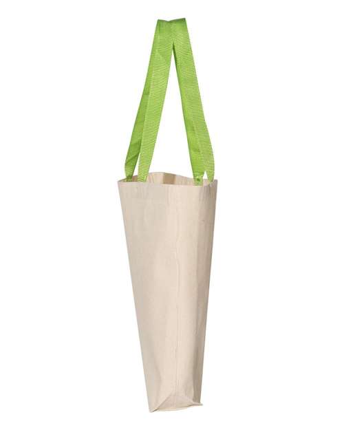Q-Tees Q4400 11L Canvas Tote with Contrast-Color Handles - Natural/ Lime - side
