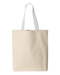 Q-Tees Q4400 11L Canvas Tote with Contrast-Color Handles - Natural/ White - back