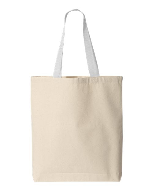 Q-Tees Q4400 11L Canvas Tote with Contrast-Color Handles - Natural/ White - back