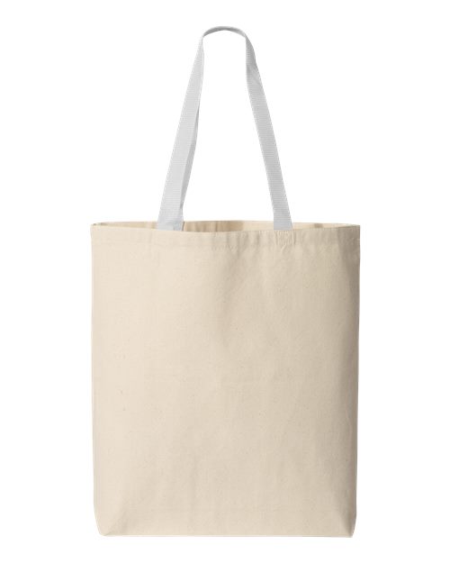 Q-Tees Q4400 11L Canvas Tote with Contrast-Color Handles - Natural/ White - front