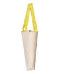 Q-Tees Q4400 11L Canvas Tote with Contrast-Color Handles - Natural/ Yellow - side
