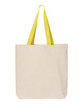 Q-Tees Q4400 11L Canvas Tote with Contrast-Color Handles - Natural/ Yellow - front