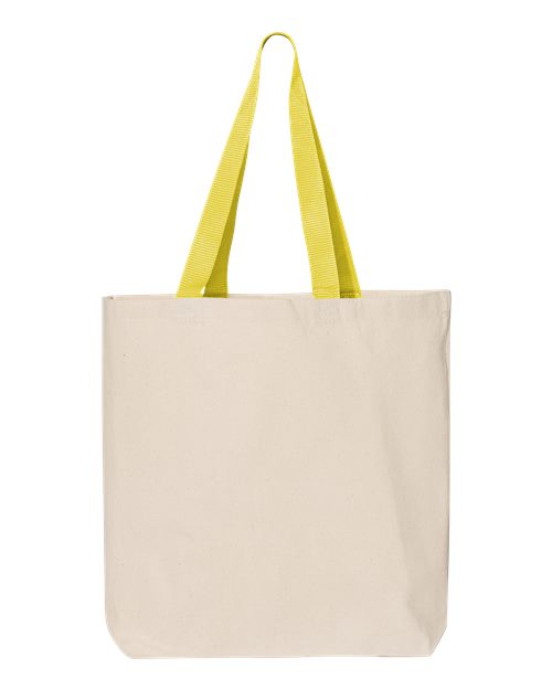 Q-Tees Q4400 11L Canvas Tote with Contrast-Color Handles - Natural/ Yellow - front