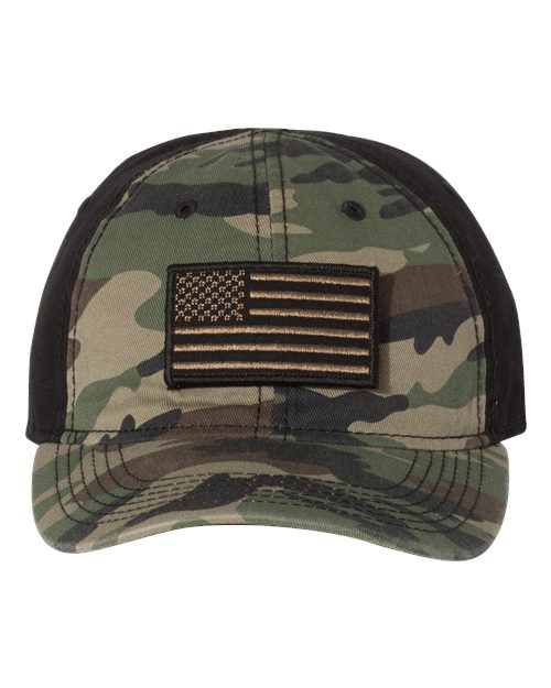 DRI DUCK 3353 Tactical Cap - Green Camo/ Black - front